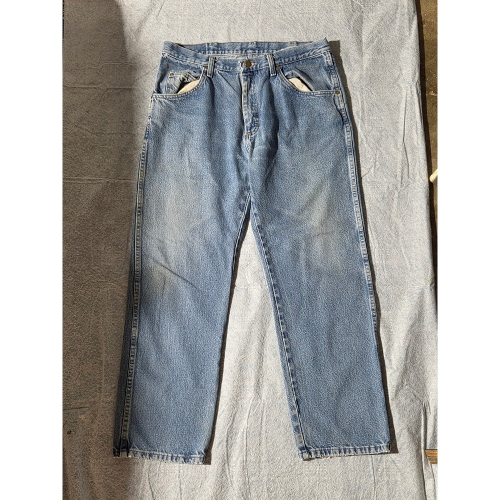 Wrangler Regular Fit Jeans Mens 34x29‎ Light Wash Denim 96501DS Straight Leg